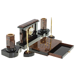 Настольный письменный набор с часами из природного камня обсидиана Royal Stone варинант исполнения - 3 | Loft Concept в Саратове