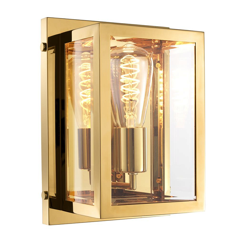 Бра Eichholtz Wall Lamp Odeon Gold Глянцевое золото Прозрачное Стекло Бра Eichholtz Wall Lamp Odeon Gold Глянцевое золото Прозрачное Стекло в Саратове | Loft Concept