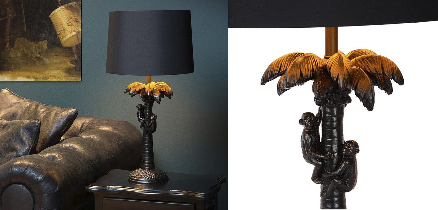 Настольная лампа Черная Пальма Monkeys on a palm table lamp black Настольная лампа Черная Пальма Monkeys on a palm table lamp black - Loft-Concept в Саратове
