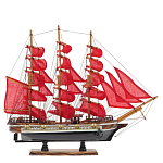 Декоративная модель деревянного парусника с красными парусами в подарочной упаковке With The low варинант исполнения - 1 | Loft Concept в Саратове