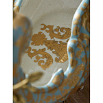 Чаша голубого цвета с оранментом и и бронзовыми фигурами леопардов Eden Garden варинант исполнения - 11 | Loft Concept в Саратове