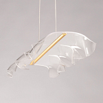 Люстра линейная с 3-мя белыми волнистыми плафонами Wave Line варинант исполнения - 7 | Loft Concept в Саратове