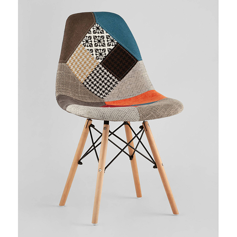 Пластиковый стул на ножках из массива бука Eames Пэчворк Мульти Древесина Пластиковый стул на ножках из массива бука Eames Пэчворк Мульти Древесина в Саратове | Loft Concept