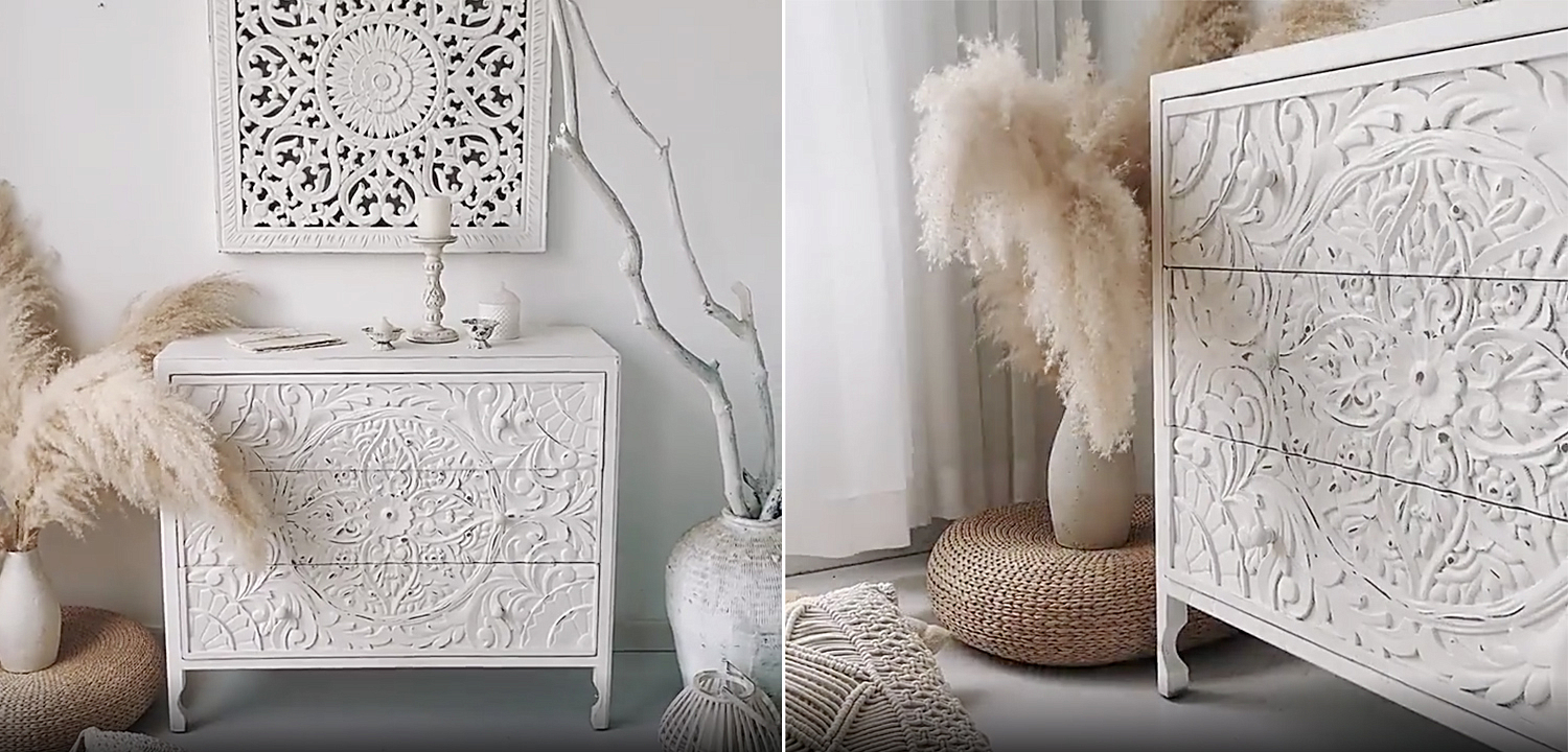 Комод с резным декорированным фасадом Matsi Provence Chest of Drawers Белый Комод с резным декорированным фасадом Matsi Provence Chest of Drawers Белый - Loft-Concept в Саратове