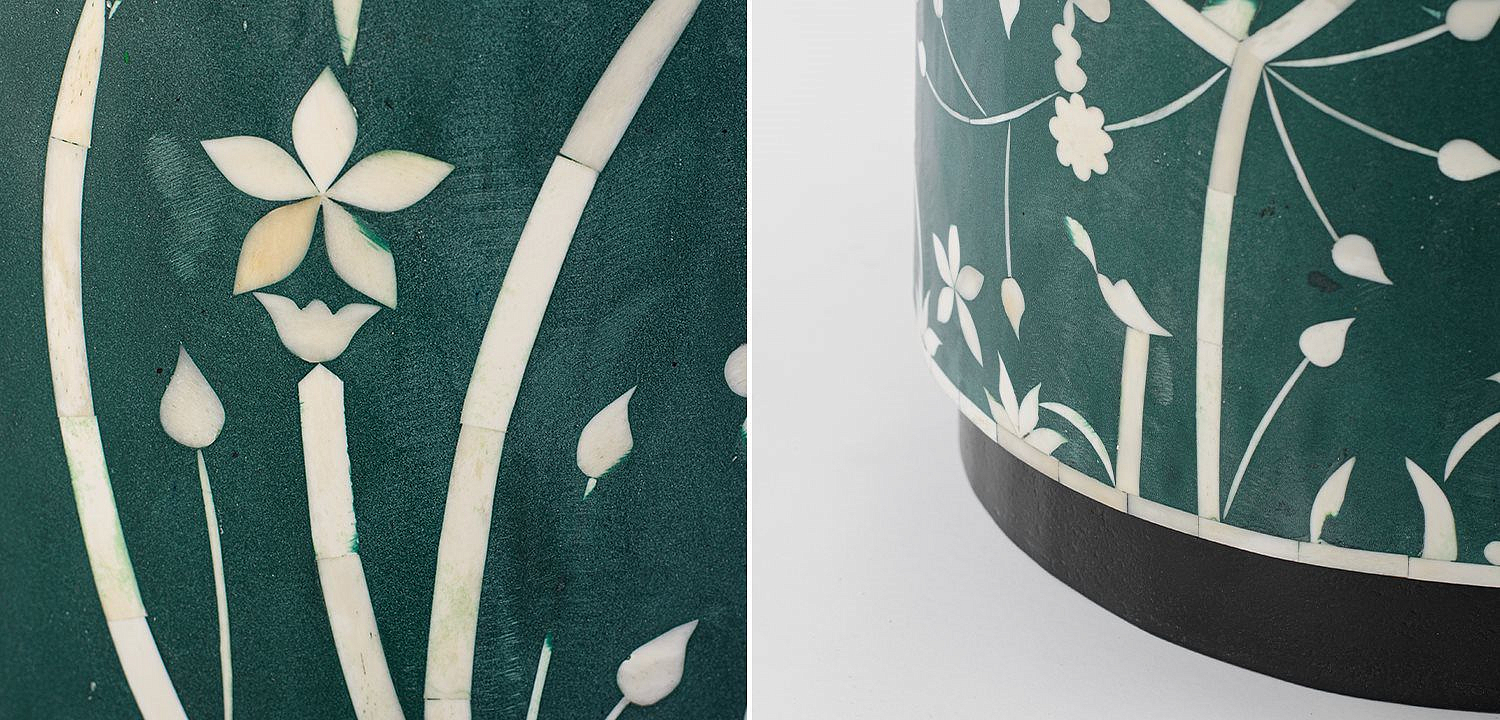 Табурет Green Flower Indian Bone Inlay stool Табурет Green Flower Indian Bone Inlay stool - Loft-Concept в Саратове