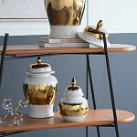 Ваза белая с крышкой и золотистыми фрагментами 24 см Chinoiserie Ceramics варинант исполнения - 4 | Loft Concept в Саратове