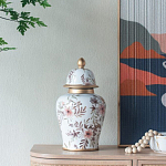 Ваза с нежным цветочным узором в пастельных тонах и крышкой с золотым акцентом Chinoiserie Ceramics варинант исполнения - 5 | Loft Concept в Саратове