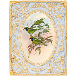 Декоративный постер с изображением птиц в раме с рельефным растительным узором Blooming Birds Poster варинант исполнения - 4 | Loft Concept в Саратове