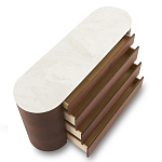 Дизайнерский комод овальной формы с белой столешницей и 4-мя ящиками Gioli варинант исполнения - 1 | Loft Concept в Саратове