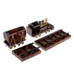 Часы настольные в виде паровоза из натурального камня Обсидиан Train Stone Clock варинант исполнения - 3 | Loft Concept в Саратове