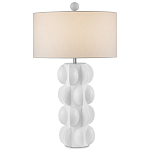 Настольная лампа белая с тканевым абажуром в форме цилиндра Morphing варинант исполнения - 3 | Loft Concept в Саратове