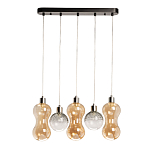Люстра с 3-мя плафонами волнообразной формы цвета янтарь и 2-мя прозрачными шарообразными плафонами Lucid Rain  варинант исполнения - 2 | Loft Concept в Саратове