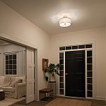 Потолочный светильник с двойным цилиндрическим плафоном из белого стекла и прозрачной органзы Kichler варинант исполнения - 10 | Loft Concept в Саратове