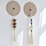 Аксессуар на стену диск с деревянными бусинами Wall Decor Thread Disc  варинант исполнения - 1 | Loft Concept в Саратове