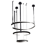 Люстра подвесная с 3-мя кольцами из кожаных ремней черного цвета Half Ring Horizontal  варинант исполнения - 2 | Loft Concept в Саратове