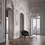 Люстра подвесная круглая с изогнутыми металлическими дугами и ниспадающими цепочками 65 см Atlantis Chain варинант исполнения - 18 | Loft Concept в Саратове