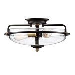 Потолочный светильник со стеклянным плафоном на изогнутых кронштейнах Quoizel  варинант исполнения - 4 | Loft Concept в Саратове