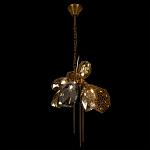 Люстра подвесная со стеклянными плафонами из дымчатого и золотистого с тремя вертикальными подвесками Gilded Mirage  варинант исполнения - 6 | Loft Concept в Саратове