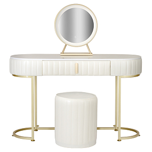 Комплект из туалетного стола, зеркала и пуфа Grooved Chic