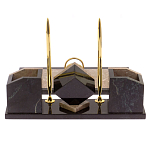 Настольный письменный набор из бежевого мрамора с часами Marble Accessory варинант исполнения - 3 | Loft Concept в Саратове