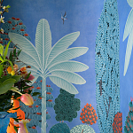 Обои ручная роспись Malwa Special Colourway on blue painted Xuan paper варинант исполнения - 2 | Loft Concept в Саратове