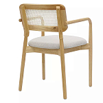 Стул обеденный с мягким сиденьем и спинкой из плетеного ротанга Wood and Textile Chair варинант исполнения - 3 | Loft Concept в Саратове
