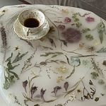 Журнальный стол из эпоксидной смолы с цветами White Flowers Epoxy Resin Coffee Table варинант исполнения - 4 | Loft Concept в Саратове