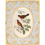 Декоративный постер с изображением птиц в раме с рельефным растительным узором Blooming Birds Poster варинант исполнения - 7 | Loft Concept в Саратове