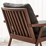 Кресло c каркасом из массива дерева и мягкой кожаной обивкой Walnut Armchair варинант исполнения - 9 | Loft Concept в Саратове