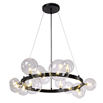Люстра круглая подвесная с 15-ю прозрачными шарообразными плафонами из стекла Iona chandelier варинант исполнения - 8 | Loft Concept в Саратове