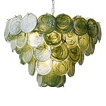 Люстра из зеленых стеклянных дисков с перламутровым эффектом Green Glowing Glaze варинант исполнения - 6 | Loft Concept в Саратове