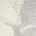 Обои ручная роспись в стиле Арт-деко Whistler Peacocks Special Colourway on 12 Carat White Gold gilded silk варинант исполнения - 2 | Loft Concept в Саратове