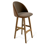 Барный стул со спинкой на 4-х деревянных ножках Коричневый Велюр Vendramin Chair  варинант исполнения - 1 | Loft Concept в Саратове