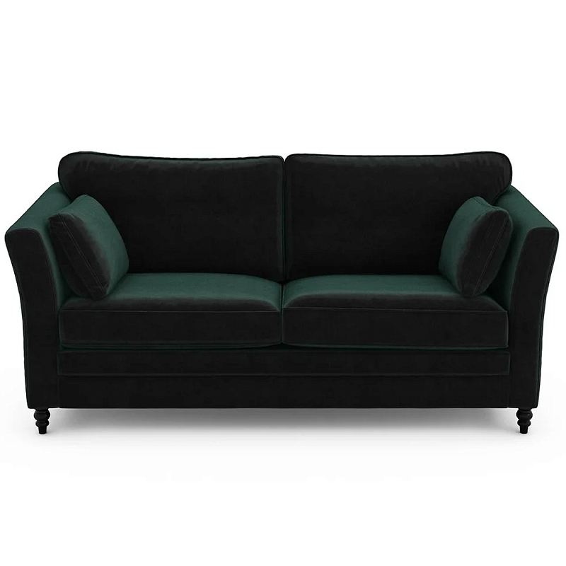 Диван с обивкой из велюра зеленый Gibbs Dark Green Sofa Зеленый Черный в Саратове | Loft Concept 