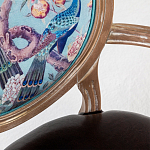 Полукресло из массива бука с сиденьем из экокожи и цветочным принтом на спинке Chinoiserie Garden Chair варинант исполнения - 2 | Loft Concept в Саратове