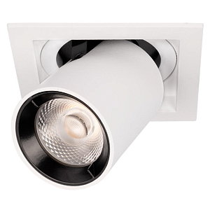 Встраиваемый спот светодиодный белого цвета с квадратной рамкой и выдвижным цилиндрическим плафоном Framed Beam