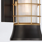 Настенный фонарь цилиндрической формы с рифленым стеклом в золотом каркасе на черном прямоугольном основании Eurofase варинант исполнения - 14 | Loft Concept в Саратове