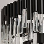 Люстра круглая из матового черного металла с подвесками из прозрачных стеклянных трубок Noir Tubes варинант исполнения - 7 | Loft Concept в Саратове