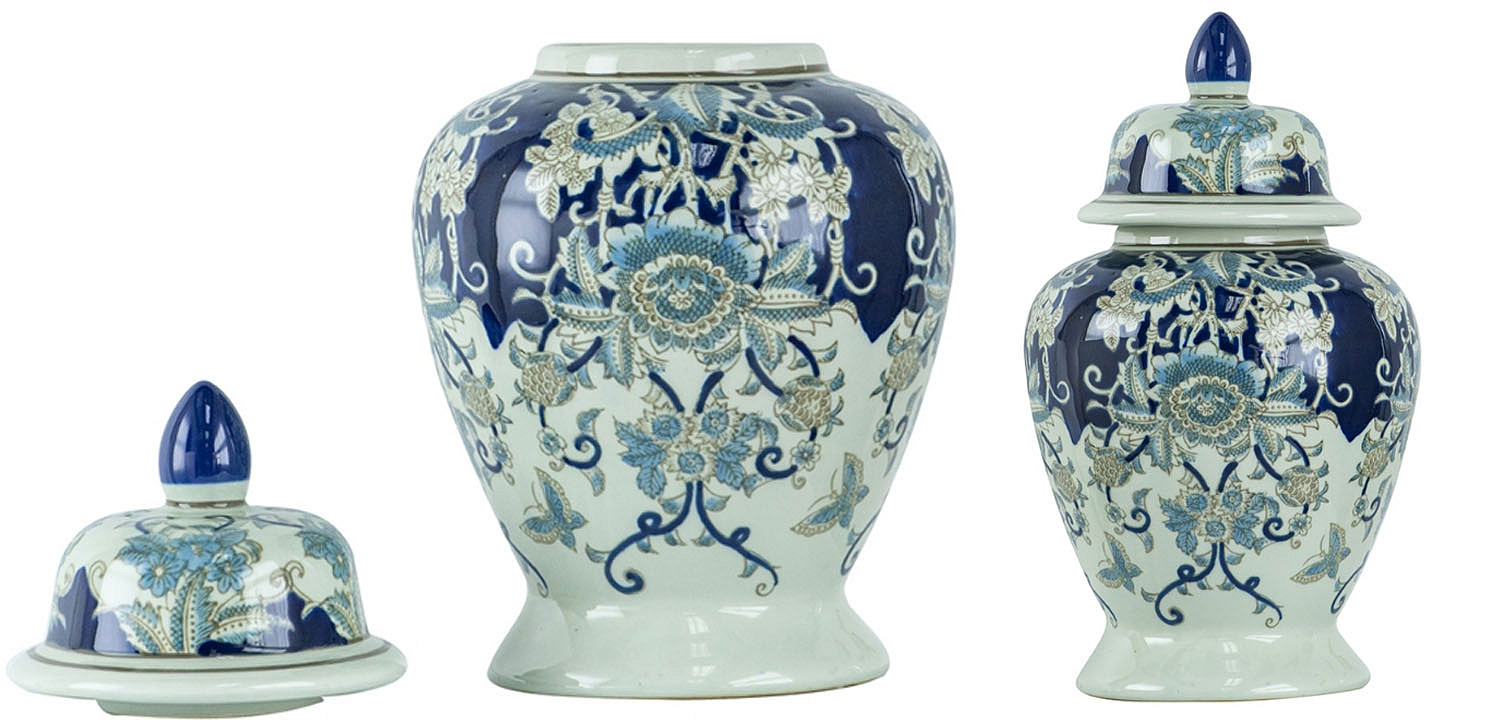 Ваза с крышкой Blue & White Ornament Vase 42 Ваза с крышкой Blue & White Ornament Vase 42 - Loft-Concept в Саратове