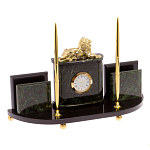 Настольный канцелярский набор из нефрита с декором в виде льва Golden Lion варинант исполнения - 2 | Loft Concept в Саратове