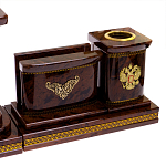 Настольный письменный набор с часами и визитницами из природного камня обсидиана Royal Present варинант исполнения - 3 | Loft Concept в Саратове