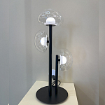 Настольная лампа с тремя прозрачными куполообразными плафонами и черным металлическим основанием Flos Wireline Lighting варинант исполнения - 6 | Loft Concept в Саратове