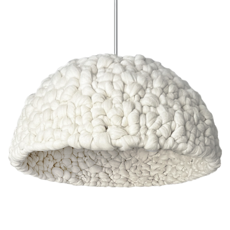 Вязаный подвесной светильник из шерсти Dome Wool Lamp Белый Вязаный подвесной светильник из шерсти Dome Wool Lamp Белый в Саратове | Loft Concept
