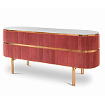 Дизайнерский комод овальный с розовой бархатной обивкой Edith варинант исполнения - 1 | Loft Concept в Саратове