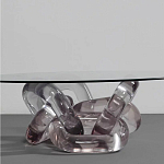 Дизайнерский журнальный стол с круглой прозрачной столешницей и основанием в виде цепи Hua Wang варинант исполнения - 1 | Loft Concept в Саратове