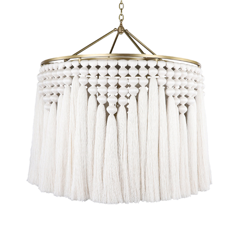 Люстра белая плетеная с кисточками Boho Tassel Chandelier Белый Латунь в Саратове | Loft Concept 