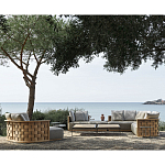 Дизайнерский уличный диван из массива дерева с плетеной спинкой PALINFRASCA Sofa варинант исполнения - 3 | Loft Concept в Саратове