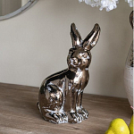 Статуэтка заяц из текстурированной терракоты и покрытый глянцевой краской под бронзу Rabbit Charm  варинант исполнения - 5 | Loft Concept в Саратове