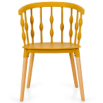 Пластиковый стул на ножках из массива бука Ferret Spiral Mustard варинант исполнения - 2 | Loft Concept в Саратове
