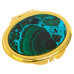 Зеркало карманное складное овальное из натурального камня Малахит с Хризоколлой Gold Stone Mirrors варинант исполнения - 1 | Loft Concept в Саратове